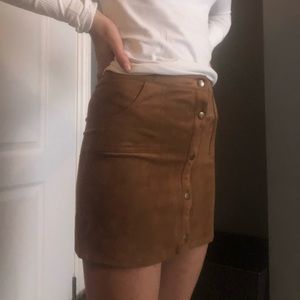 Light brown suede mini-skirt